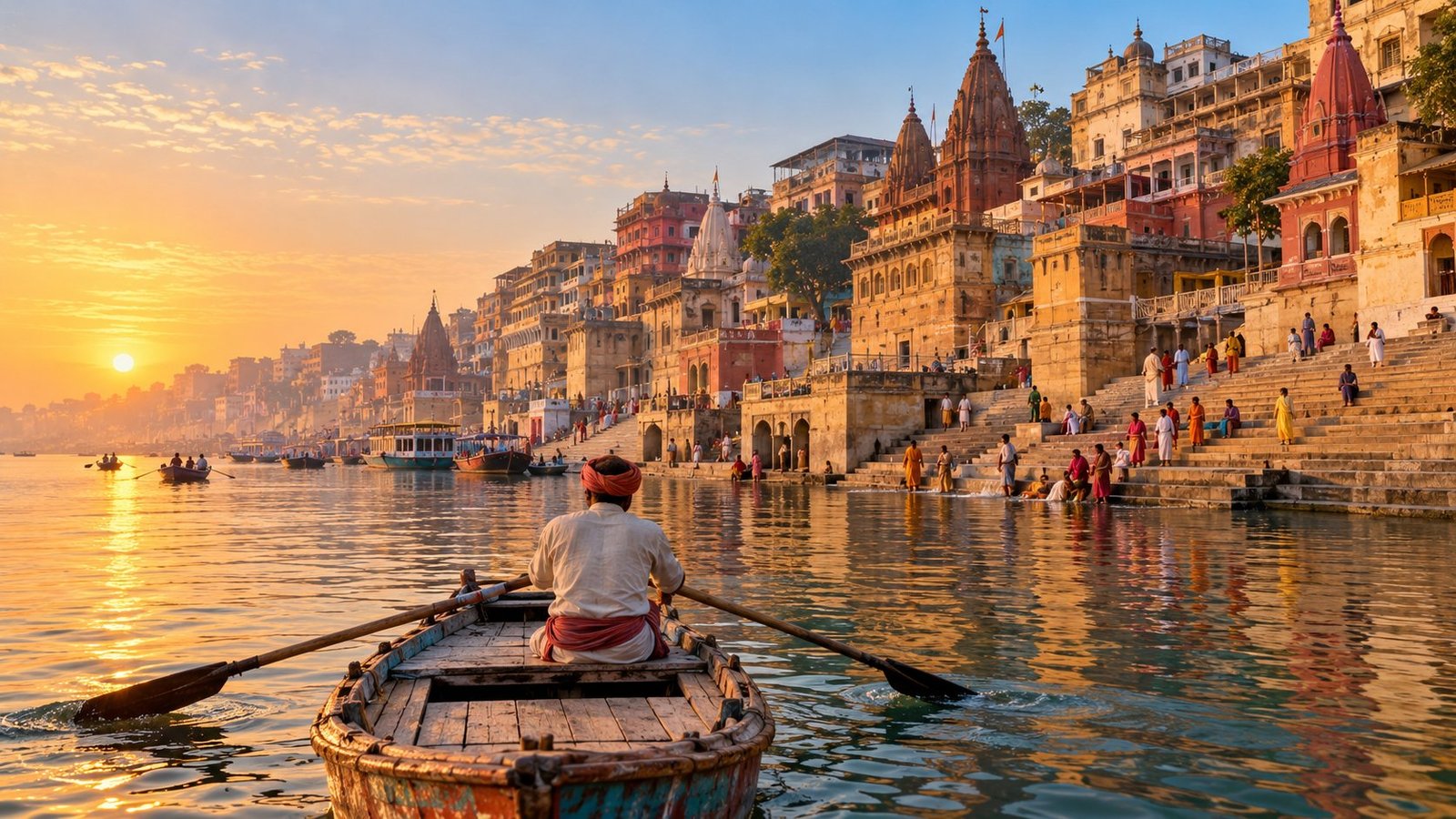 Sunrise on the ghats of Varanasi